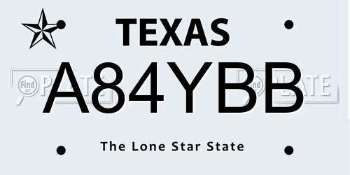 A84YBB Texas License Plate