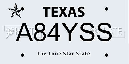 A84YSS Texas License Plate