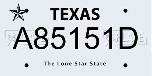 A85151D Texas License Plate
