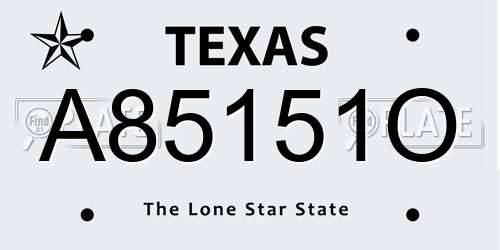 A85151O Texas License Plate