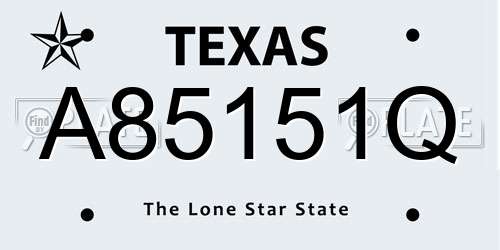 A85151Q Texas License Plate