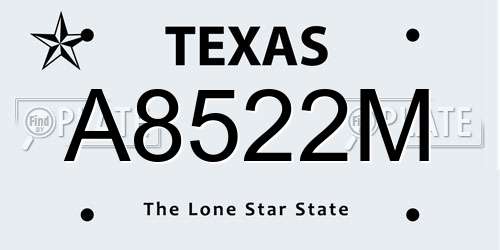 A8522M Texas License Plate