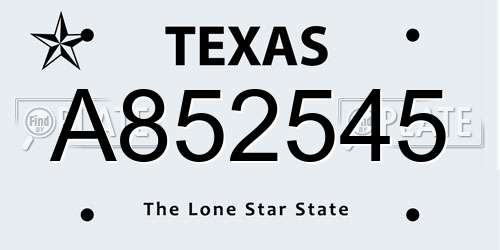 A852545 Texas License Plate