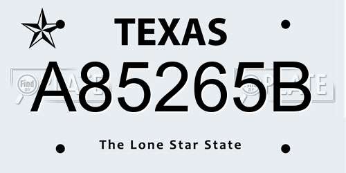 A85265B Texas License Plate