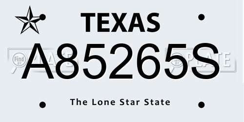 A85265S Texas License Plate