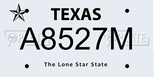 A8527M Texas License Plate
