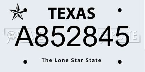 A852845 Texas License Plate