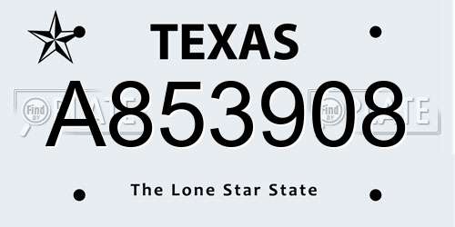 A853908 Texas License Plate