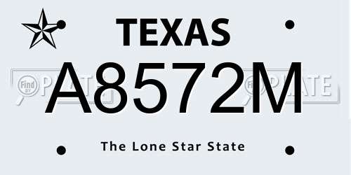 A8572M Texas License Plate