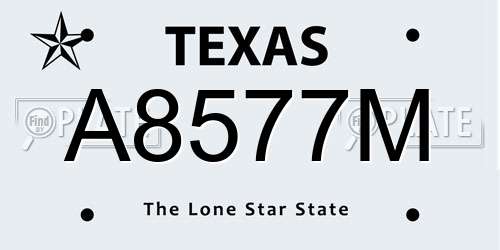 A8577M Texas License Plate