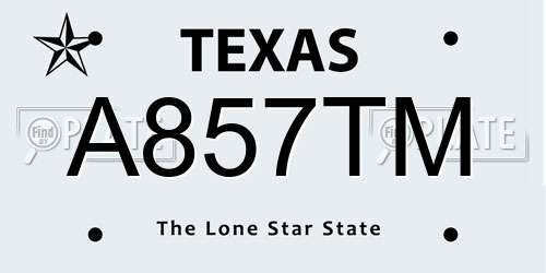 A857TM Texas License Plate