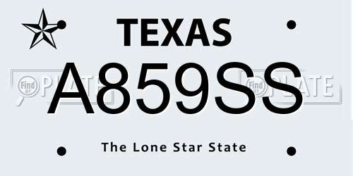 A859SS Texas License Plate
