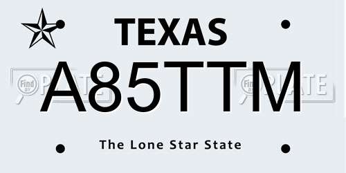 A85TTM Texas License Plate