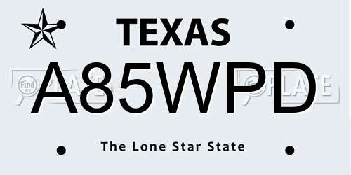 A85WPD Texas License Plate