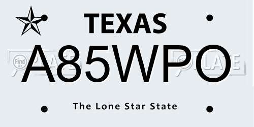 A85WPO Texas License Plate
