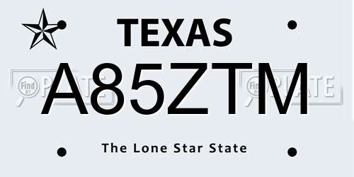 A85ZTM Texas License Plate
