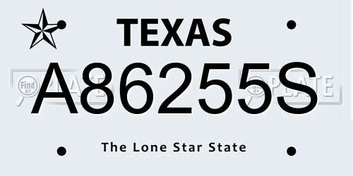 A86255S Texas License Plate