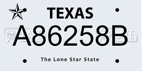 A86258B Texas License Plate