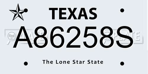 A86258S Texas License Plate