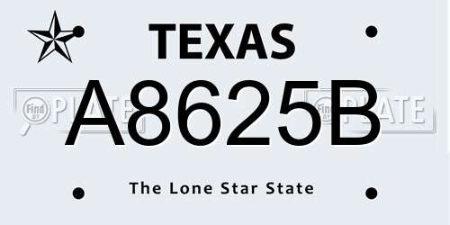 A8625B Texas License Plate