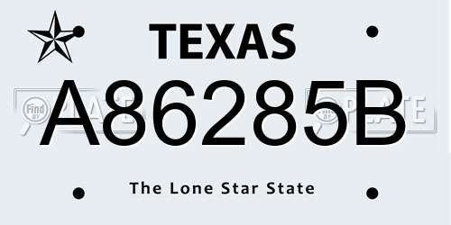 A86285B Texas License Plate