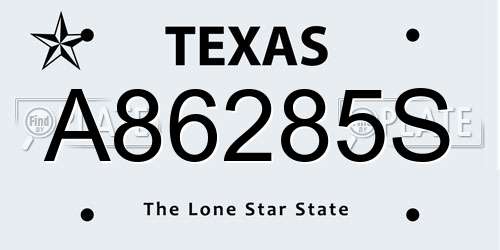 A86285S Texas License Plate