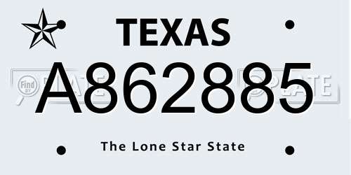 A862885 Texas License Plate