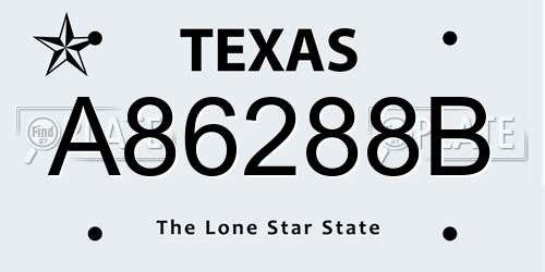 A86288B Texas License Plate
