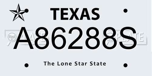 A86288S Texas License Plate