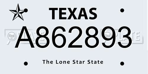 A862893 Texas License Plate