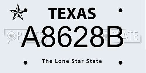 A8628B Texas License Plate