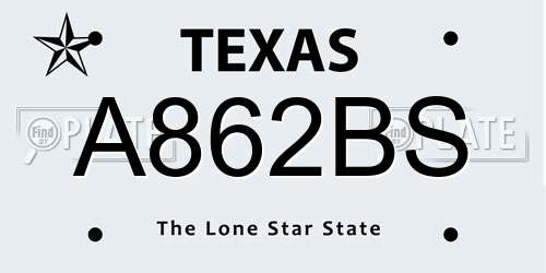 A862BS Texas License Plate