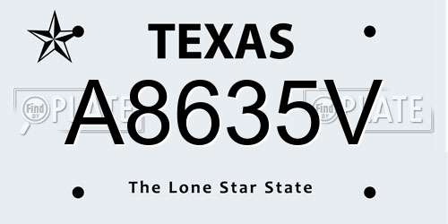 A8635V Texas License Plate