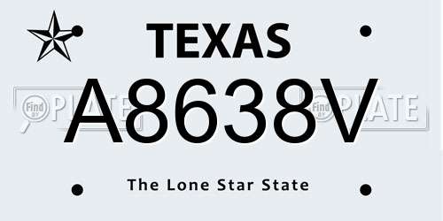 A8638V Texas License Plate