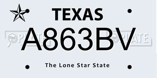 A863BV Texas License Plate