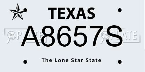 A8657S Texas License Plate