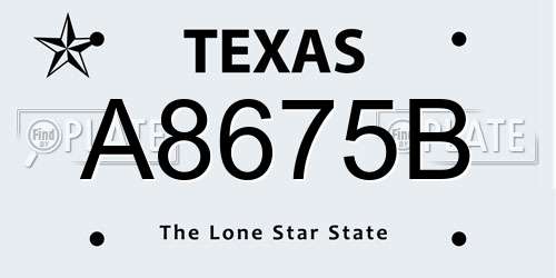 A8675B Texas License Plate