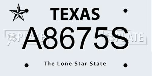 A8675S Texas License Plate