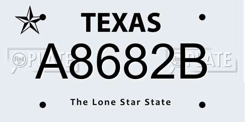 A8682B Texas License Plate
