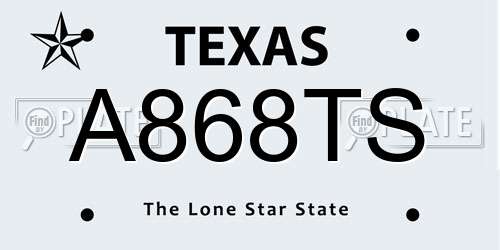 A868TS Texas License Plate