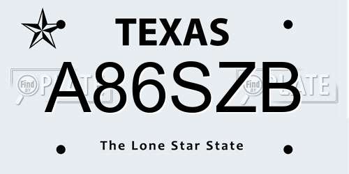A86SZB Texas License Plate