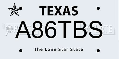 A86TBS Texas License Plate