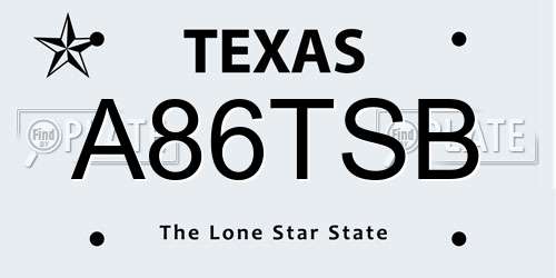 A86TSB Texas License Plate
