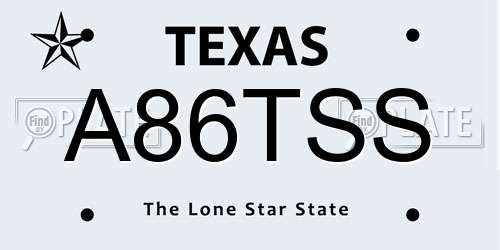 A86TSS Texas License Plate