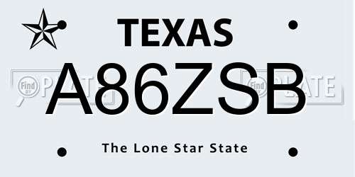 A86ZSB Texas License Plate
