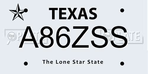 A86ZSS Texas License Plate