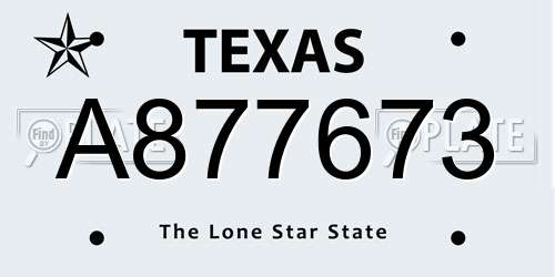 A877673 Texas License Plate