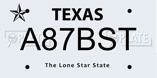 A87BST Texas License Plate