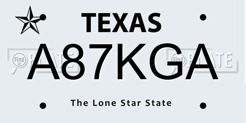 A87KGA Texas License Plate