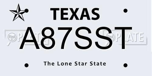 A87SST Texas License Plate